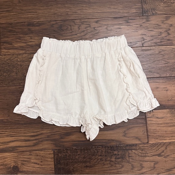 White Ruffle Shorts - Picture 1 of 5